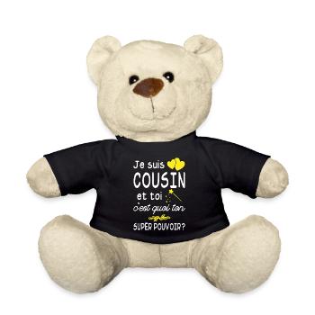 je suis cousin / super cousin / humour cousin - Nounours - noir - Devant