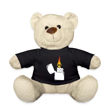 flaming skull and white lighter - Teddy Bear - black - Front