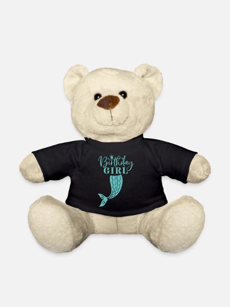Birthday Girl Mermaid Mermaid Mermaid - Teddy Bear - black