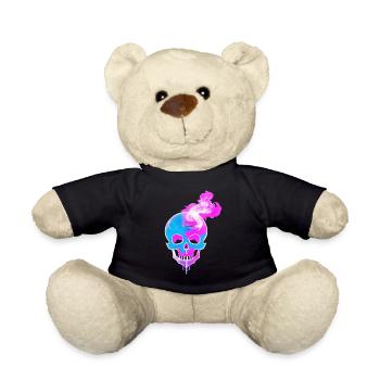 Feuerschädel Rauch pink Skelett Flammen 9 - Teddy - Schwarz - Vorne