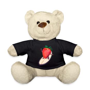 Erdbeere auf Surfboard - Teddy - Schwarz - Vorne