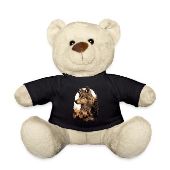 Wolf Wolfskopf Natur Wildnis Wald Bäume Kunst - Teddy - Schwarz - Vorne