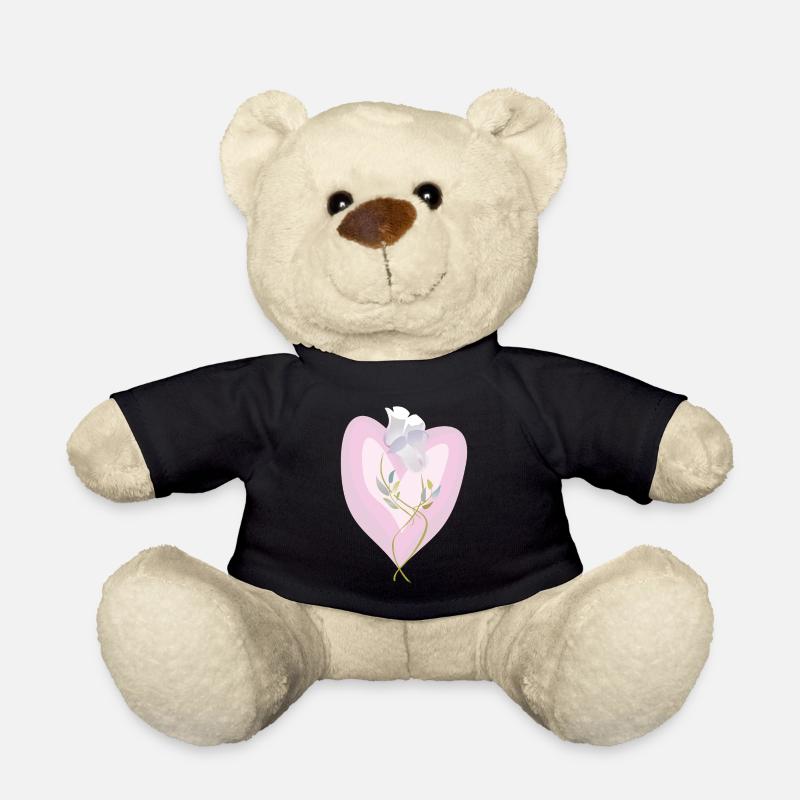 Sanfte weiße Tulpe Herz Illustration - Teddy - Schwarz