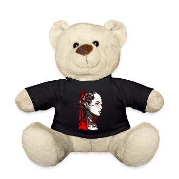Schöne Cyborg Gothic Frau - Trash Polka Art - Teddy - Schwarz - Vorne