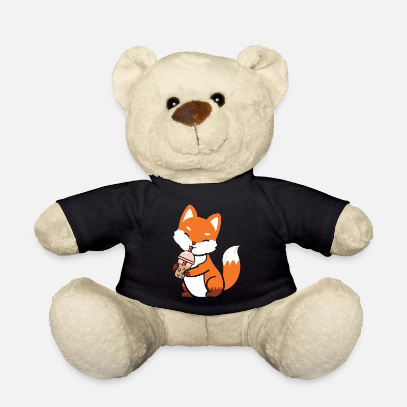 Lustiger Fuchs trinkt Boba Tea Bubble Tea - Teddy - Schwarz
