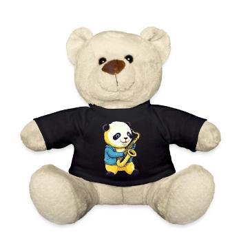 Panda mit Saxophon - Teddy - Schwarz - Vorne