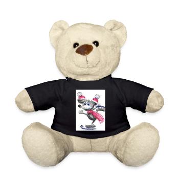 Festliche Maus mit Weihnachtsmütze - Teddy - Schwarz - Vorne