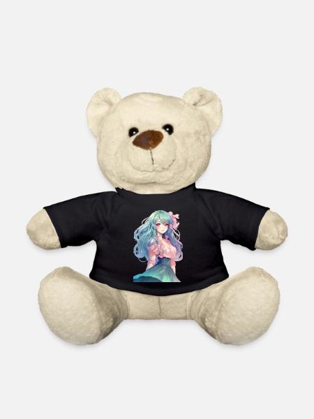 Anime girl with pink hair - Teddy Bear - black