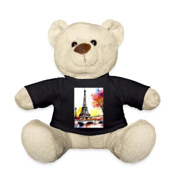 Eiffelturm im Herbst Aquarell - Teddy - Schwarz - Vorne