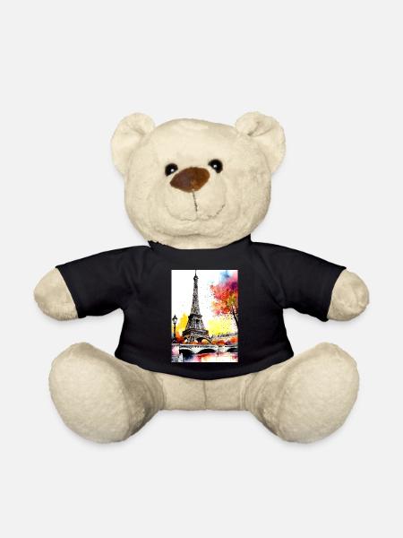 Eiffelturm im Herbst Aquarell - Teddy - Schwarz