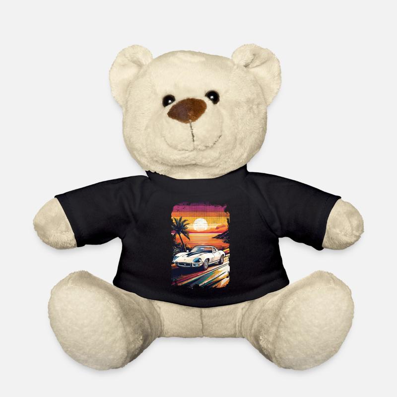 voiture vintage couché de soleil - Nounours - noir
