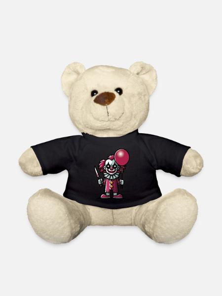 Clown de dessin animé effrayant avec un couteau et un ballon - Nounours - noir
