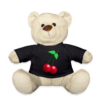 Twin cherries with leaves - Teddy Bear - black - Front