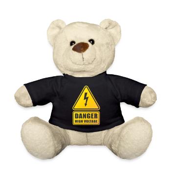 High Voltage Warning Sign - Teddy Bear - black - Front
