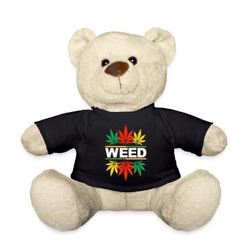 Lebendiges Design mit Cannabisblattmustern - Teddy - Schwarz - Vorne