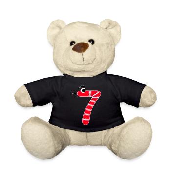 Zahl 7 Schlange rot Kinder - Teddy - Schwarz - Vorne