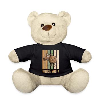 Wilde Wutz Wildschwein Vintage - Teddy - Schwarz - Vorne