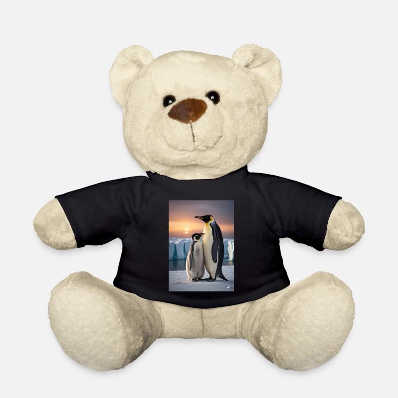 Penguin with cub on floe at the South Pole - Teddy Bear - black
