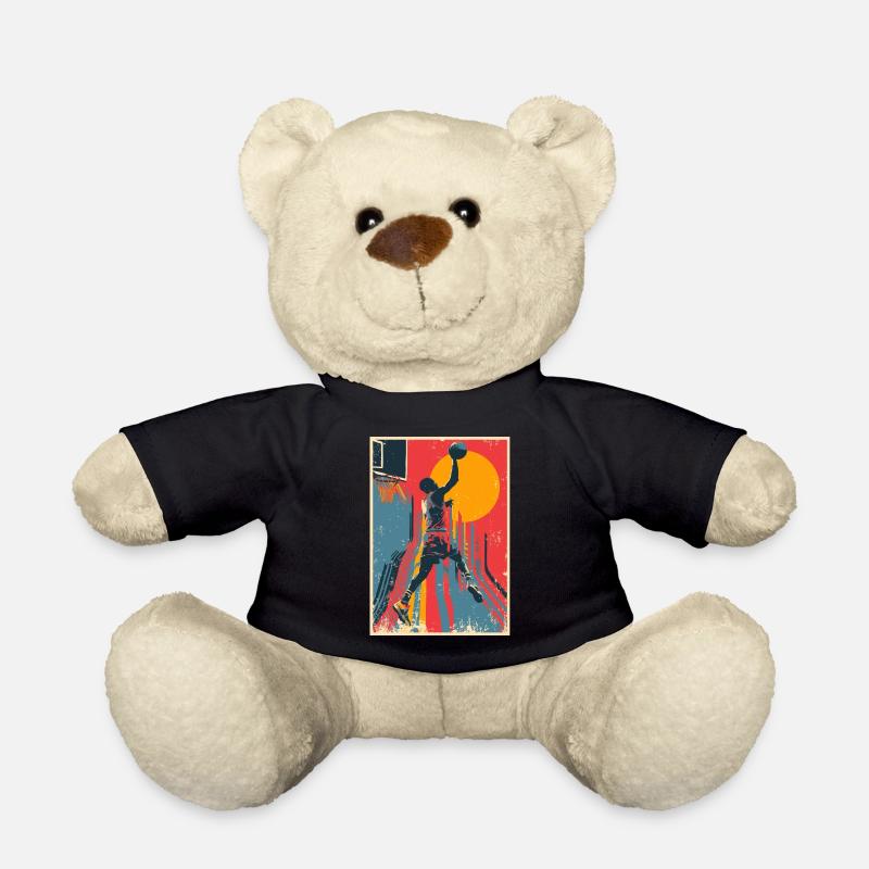 Dunk de basket-ball vintage devant le soleil jaune. - Nounours - noir