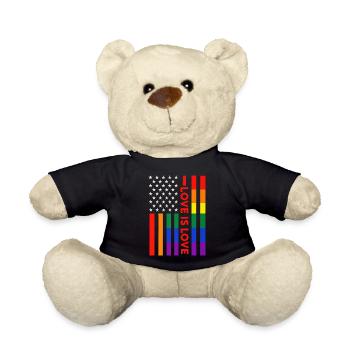 Patriotische Regenbogenflagge "Love Is Love" - Teddy - Schwarz - Vorne
