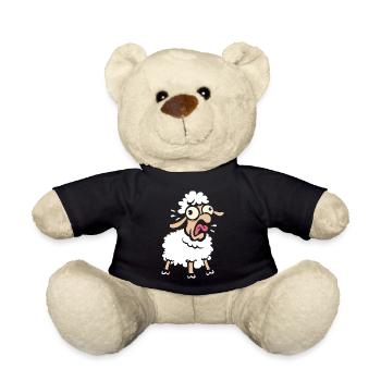 Lustiges verrücktes Schaf - Comic und Cartoon Tier - Teddy - Schwarz - Vorne