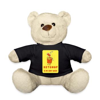 Ketchup Is My Body Wash – Pommes Fun - Teddy Bear - black - Front