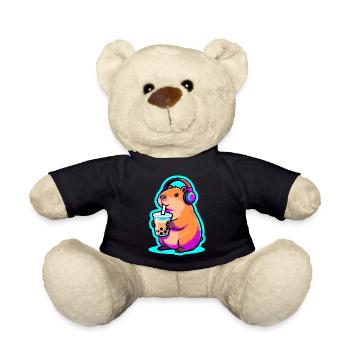 Süßes Capybara Bubble Tea Kawaii Tier Geschenk - Teddy - Schwarz - Vorne