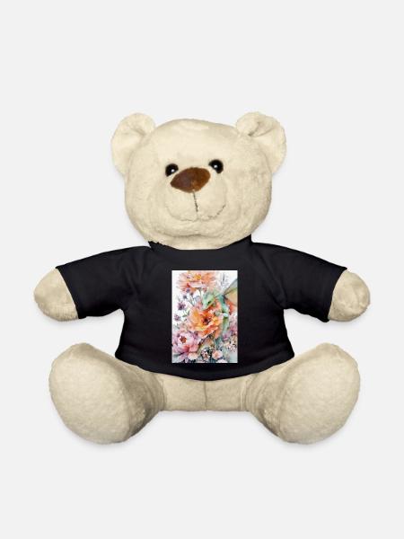 Dragon aquarelle et jardins fleuris - Nounours - noir