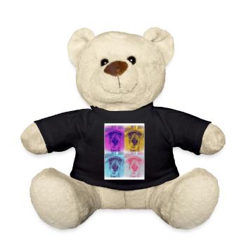 Alpaka l PopArt Vierfach Portrait - Teddy - Schwarz - Vorne