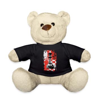 Schach König – Grunge Strategie Motiv - Teddy - Schwarz - Vorne
