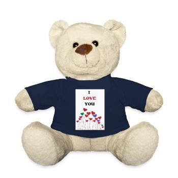 I LOVE YOU. COUPLE. JUST MARRIED. Bachelorette party - Teddy Bear - french navy - Front
