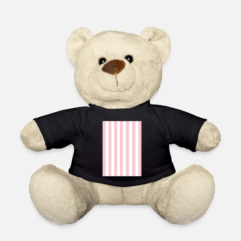 Stripes - pink white personalizable - Teddy Bear - black