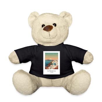 Santorini Sunset Coastal View - Teddy Bear - black - Front