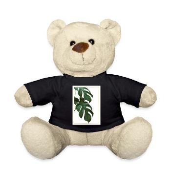 Monstera Tropical Leaves in Gold Frame - Teddy Bear - black - Front