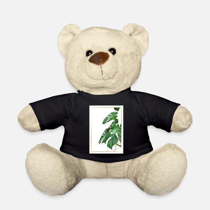 Monstera Blätter im Goldrahmen - Teddy - Schwarz