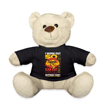 I Work Out So I Can Eat Pizza - Teddy Bear - black - Front