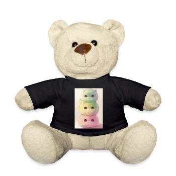 Pastel Cat in Rainbow Pile - Teddy Bear - black - Front
