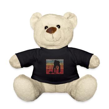 Eis Curling Curler Eisstockschießen Retro Geschenk - Teddy - Schwarz - Vorne