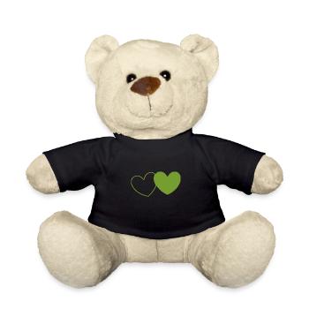 green heart green hearts couples gift - Teddy Bear - black - Front