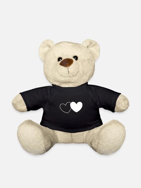 Weißes Herz - Teddy - Schwarz