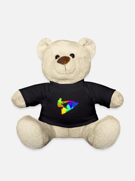 Jet Ski Speed Boat Rainbow Polygon Ships - Teddy Bear - black