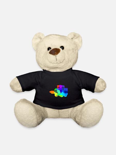 Kompaktlader Regenbogen Polygon Baufahrzeug - Teddy - Schwarz