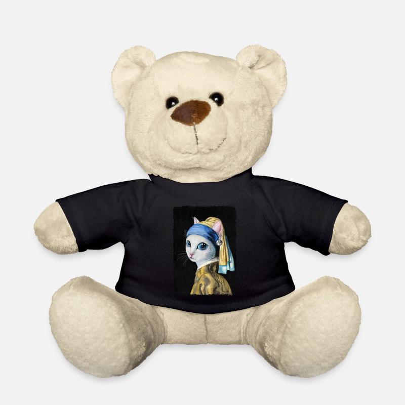 Katze mit Perlenohrring - Teddy - Schwarz