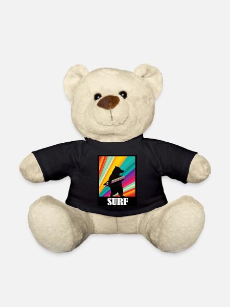 Surfer Bär Wellenreiten Vintage Retro - Teddy - Schwarz