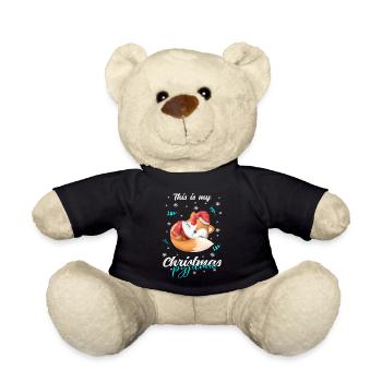 lustig Fuchs Weihnachten Weihnachtsschlafanzug - Teddy - Schwarz - Vorne