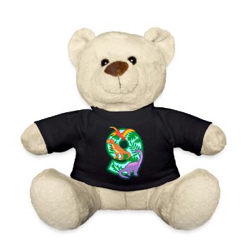 Dinosaurier 9. Geburtstagsparty Nummer 9 - 9 Jahre - Teddy - Schwarz - Vorne