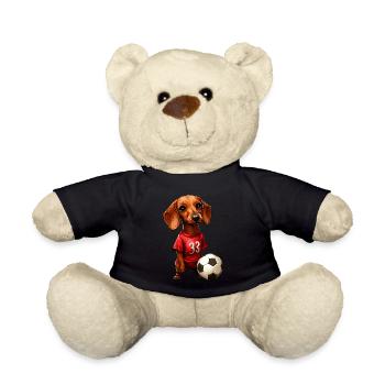 Dachshund Football Red - Teddy Bear - black - Front