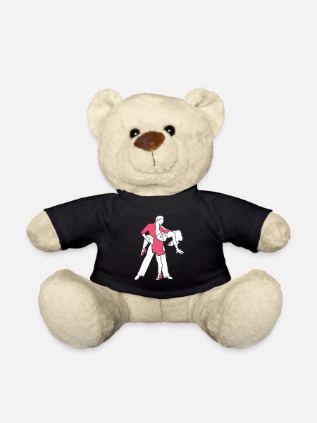 Dancing Silhouette Couple Dancers Romantic Dance - Teddy Bear - black