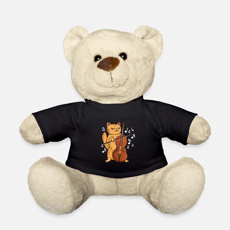Katze mit Cello Cellisten - Teddy - Schwarz