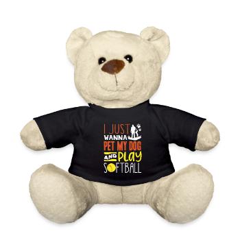 Il suffit de caresser mon chien et de jouer au softball - Nounours - noir - Devant